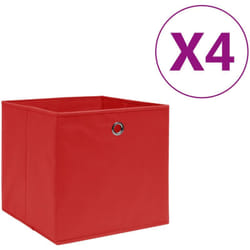 Contenitori 4 pz in Tessuto non Tessuto 28x28x28 cm Rosso Vidaxl 546645