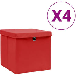 Contenitori con Coperchi 4 pz 28x28x28 cm Rosso Vidaxl 748117