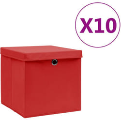 Contenitori con Coperchi 10 pz 28x28x28 cm Rosso vidaXL 5380