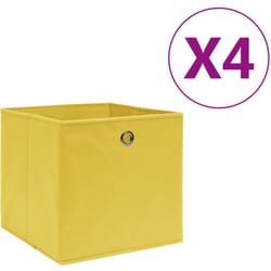vidaXL Contenitori 4 pz in Tessuto non Tessuto 28x28x28 cm Giallo