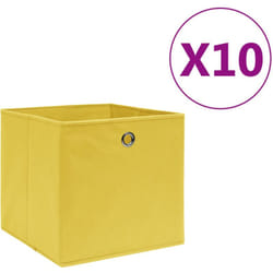 Storage Boxes 10 pcs Non-woven Fabric 28x28x28 cm Yellow Vidaxl 2759