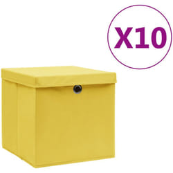 Contenitori con Coperchi 10 pz 28x28x28 cm Giallo Vidaxl 6217