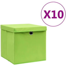 Contenitori con Coperchi 10 pz 28x28x28 cm Verde Vidaxl