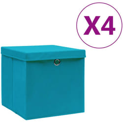 Contenitori con Coperchi 4 pz 28x28x28 cm Azzurro Vidaxl 332409