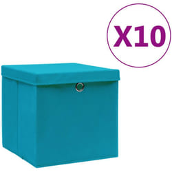Contenitori con Coperchi 10 pz 28x28x28 cm Azzurro Vidaxl 2577