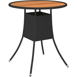 Tavolo da Giardino, Tavolo da Balcone Nero ø 70 cm Polyrattan e Massello d'Acacia Vidaxl 3389