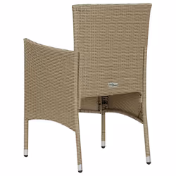 VidaXL 310553 sedia da esterno Terrazzo Seduta imbottita Poliestere, Rattan sintetico, Acciaio Crema, Bianco - Vista aggiuntiva 5