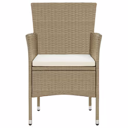 VidaXL 310564 sedia da esterno Terrazzo Seduta imbottita Poliestere, Rattan sintetico, Acciaio Crema, Bianco - Vista aggiuntiva 3