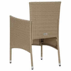 VidaXL 310564 sedia da esterno Terrazzo Seduta imbottita Poliestere, Rattan sintetico, Acciaio Crema, Bianco - Vista aggiuntiva 5