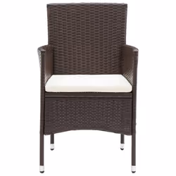 VidaXL 310565 sedia da esterno Terrazzo Seduta imbottita Poliestere, Rattan sintetico, Acciaio Crema, Bianco - Vista aggiuntiva 4