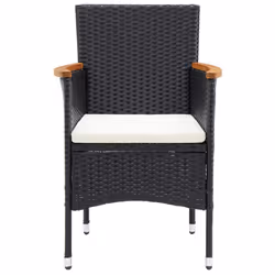 VidaXL 310566 sedia da esterno Terrazzo Seduta imbottita Legno di acacia, Poliestere, Rattan sintetico, Acciaio Nero, Crema, Bianco - Vista aggiuntiva 4