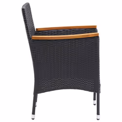 VidaXL 310566 sedia da esterno Terrazzo Seduta imbottita Legno di acacia, Poliestere, Rattan sintetico, Acciaio Nero, Crema, Bianco - Vista aggiuntiva 5