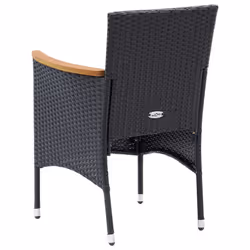 VidaXL 310566 sedia da esterno Terrazzo Seduta imbottita Legno di acacia, Poliestere, Rattan sintetico, Acciaio Nero, Crema, Bianco - Vista aggiuntiva 6