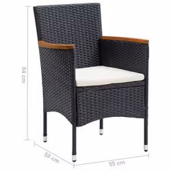 VidaXL 310566 sedia da esterno Terrazzo Seduta imbottita Legno di acacia, Poliestere, Rattan sintetico, Acciaio Nero, Crema, Bianco - Vista aggiuntiva 8