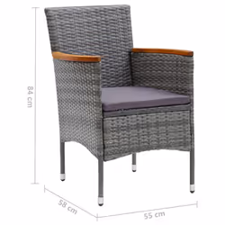 VidaXL 310567 sedia da esterno Terrazzo Seduta imbottita Legno di acacia, Poliestere, Rattan sintetico, Acciaio Grigio - Vista aggiuntiva 7