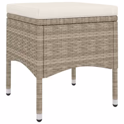 VidaXL 310612 sedia da esterno Terrazzo Seduta imbottita Poliestere, Rattan sintetico, Acciaio Crema, Bianco - Vista aggiuntiva 7