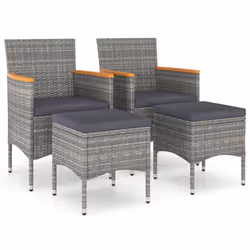 VidaXL 310615 sedia da esterno Terrazzo Seduta imbottita Legno di acacia, Poliestere, Rattan sintetico, Acciaio Grigio - Vista aggiuntiva 2