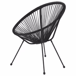 VidaXL 312164 sedia da esterno Terrazzo Cloruro di polivinile (PVC), Malacca, Acciaio Nero - Vista aggiuntiva 4
