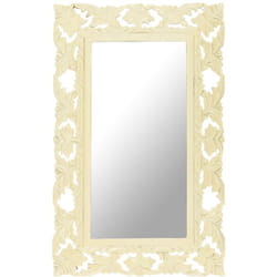 vidaXL Specchio Intagliato a Mano Bianco 80x50 cm in Massello di Mango