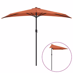 vidaXL Ombrellone Balcone Palo Alluminio Terracotta 270x144x222cm Metà - Vista aggiuntiva 2