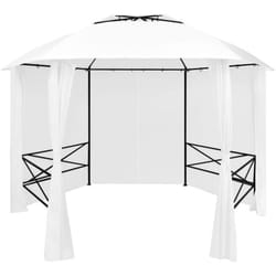 vidaXL Gazebo da Giardino con Tende 360x312x265 cm Bianco 180 g/m²