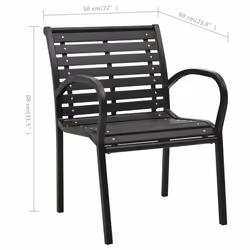 VidaXL 312034 sedia da esterno Terrazzo Plastica, Acciaio Nero - Vista aggiuntiva 7