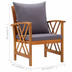 VidaXL 310268 sedia da esterno Terrazzo Seduta imbottita Legno di acacia Grigio - Vista aggiuntiva 8