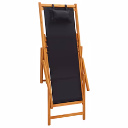 VidaXL 310313 sedia da esterno Terrazzo Seduta imbottita Eucalipto, Poliestere Nero - Vista aggiuntiva 6