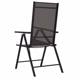 VidaXL 312179 sedia da esterno Terrazzo Alluminio, Tessile Nero - Vista aggiuntiva 5