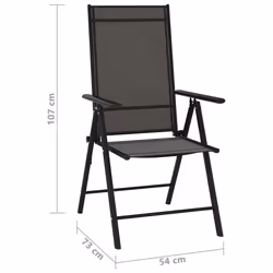 VidaXL 312179 sedia da esterno Terrazzo Alluminio, Tessile Nero - Vista aggiuntiva 8