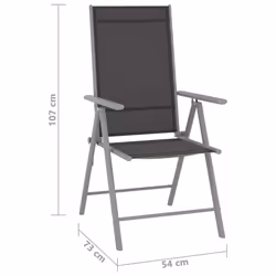 VidaXL 312181 sedia da esterno Terrazzo Alluminio, Tessile Nero, Argento - Vista aggiuntiva 8