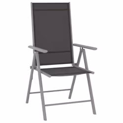 VidaXL 312182 sedia da esterno Terrazzo Alluminio, Tessile Nero, Argento - Vista aggiuntiva 2