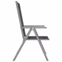 VidaXL 312182 sedia da esterno Terrazzo Alluminio, Tessile Nero, Argento - Vista aggiuntiva 4