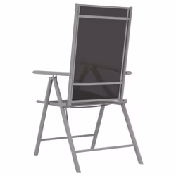 VidaXL 312182 sedia da esterno Terrazzo Alluminio, Tessile Nero, Argento - Vista aggiuntiva 5