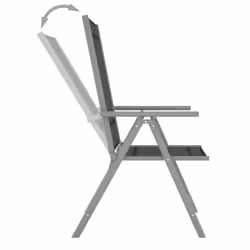 VidaXL 312182 sedia da esterno Terrazzo Alluminio, Tessile Nero, Argento - Vista aggiuntiva 6