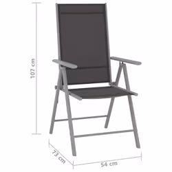 VidaXL 312182 sedia da esterno Terrazzo Alluminio, Tessile Nero, Argento - Vista aggiuntiva 8