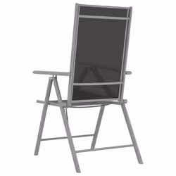 VidaXL 312183 sedia da esterno Terrazzo Alluminio, Tessile Nero, Argento - Vista aggiuntiva 5