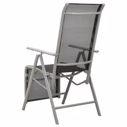 VidaXL 312197 sedia da esterno Terrazzo Alluminio Nero, Argento - Vista aggiuntiva 4