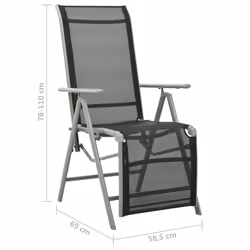 VidaXL 312197 sedia da esterno Terrazzo Alluminio Nero, Argento - Vista aggiuntiva 8