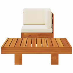 vidaXL Set Divani Giardino 2 pz Cuscini Bianco Crema in Legno d'Acacia - Vista aggiuntiva 3
