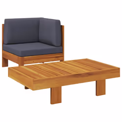 vidaXL Set Divani Giardino 2 pz con Cuscini Grigio Scuro Legno Acacia - Vista aggiuntiva 2