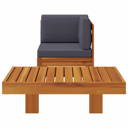 vidaXL Set Divani Giardino 2 pz con Cuscini Grigio Scuro Legno Acacia - Vista aggiuntiva 3