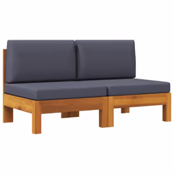 vidaXL Divani Centrali 2 pz con Cuscini Grigio Scuro Massello Acacia - Vista aggiuntiva 2