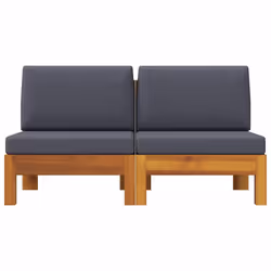 vidaXL Divani Centrali 2 pz con Cuscini Grigio Scuro Massello Acacia - Vista aggiuntiva 3