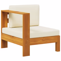 vidaXL Divano Centrale con 1 Bracciolo Bianco Crema Massello d'Acacia - Vista aggiuntiva 2