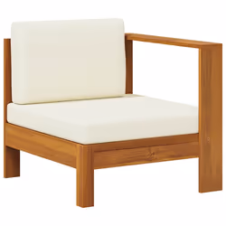vidaXL Divano Centrale con 1 Bracciolo Bianco Crema Massello d'Acacia - Vista aggiuntiva 2