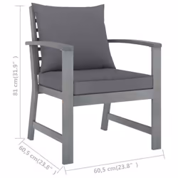 VidaXL 311827 sedia da esterno Terrazzo Seduta imbottita Legno di acacia, Poliestere Grigio - Vista aggiuntiva 6