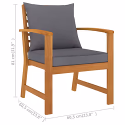 VidaXL 311832 sedia da esterno Terrazzo Seduta imbottita Legno di acacia, Poliestere Grigio - Vista aggiuntiva 6