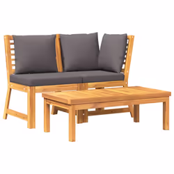 vidaXL Set Divani Giardino 3pz Cuscini Grigio Scuro Acacia Massello - Vista aggiuntiva 2