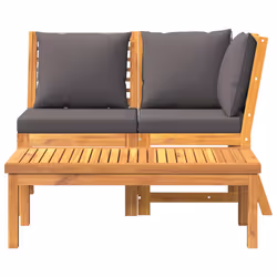vidaXL Set Divani Giardino 3pz Cuscini Grigio Scuro Acacia Massello - Vista aggiuntiva 3